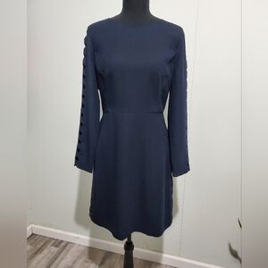 Club Monaco Black Sheath Dress Long Sleeve Diamond Cutout Sleeves Minimal Chic